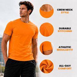 12 Wholesale Unisex Moisture Wicking Neon Orange T Shirt Size 2xlarge