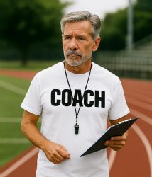 24 Wholesale White Coach T-Shirt Size M, Cotton Blend Printed In Usa For Sports, Teams & Athletic Staff