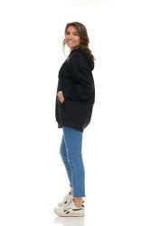3 Wholesale Women's Cotton Oversized Hoodie Sweat Shirt Black Size Small