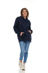 Women's Cotton Oversized Hoodie Sweat Shirt Navy Size 2xlarge