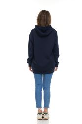 Women's Cotton Oversized Hoodie Sweat Shirt Navy Size 2xlarge