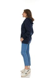 Women's Cotton Oversized Hoodie Sweat Shirt Navy Size 2xlarge
