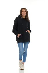 6 Wholesale Women's Cotton Oversized Hoodie Sweat Shirt Black Size Large