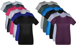 24 Wholesale Women's Cotton Short Sleeve T Shirts Mix Colors Size 2xlarge