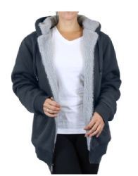 12 Pieces Women's Loose Fit Oversize Full Zip Sherpa Lined Hoodie Fleece - Charcoal Size X Large - Women's Hoodies And Sweatshirts