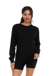 12 Wholesale Womens Cotton Long Sleeve Oversized T-Shirts, Casual Fit Tops, Dark Assorted Size 2xlarge