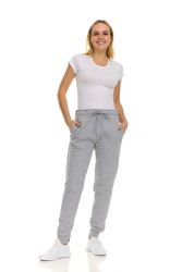 3 Wholesale Womens Fleece Lined Jogger With Pocket In Heather Gray Size Large
