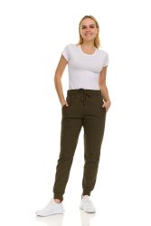Womens Fleece Lined Jogger With Pocket In Olive Green Size Xlarge