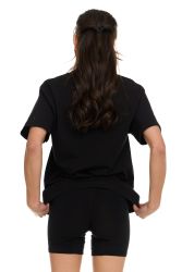 36 Pieces of Womens Oversized Cotton Crew Neck Short Sleeve T-Shirts Black, Large