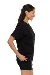 36 Pieces of Womens Oversized Cotton Crew Neck Short Sleeve T-Shirts Black, Large