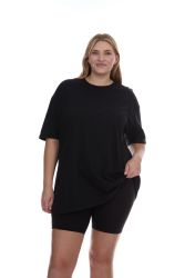 36 Pieces Womens Oversized Cotton Crew Neck Short Sleeve T-Shirts Black, 2X - Women's T-Shirts