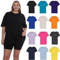 12 Pieces of Womens Oversized Cotton Short Sleeve T Shirts Mix Colors Size 4xlarge