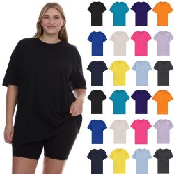 24 Pieces of Womens Oversized Cotton Short Sleeve T Shirts Mix Colors Size Xlarge