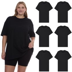 6 of Womens Oversized Cotton Short Sleeve In Black Size Medium