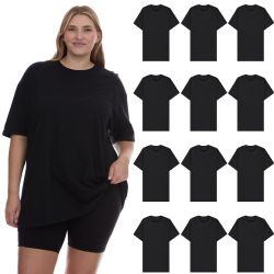 12 of Womens Oversized Cotton Short Sleeve In Black Size Medium