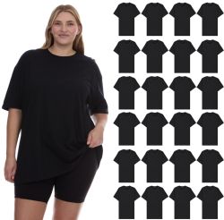 24 of Womens Oversized Cotton Short Sleeve In Black Size Large