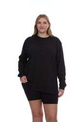24 Wholesale Womens Plus Size Cotton Long Sleeve Oversized T-Shirts, Casual Fit Tops, Dark Assorted Size Xlarge