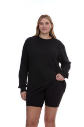 24 Pieces of Womens Plus Size Cotton Long Sleeve Oversized T-Shirts, Casual Fit Tops, Dark Assorted Size Small