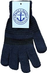 24 Wholesale Yacht And Smith Men's Winter Gloves In Assorted Striped Colors