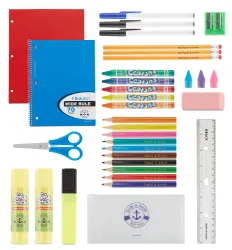 Yacht & Smith School Supply Bundle 12 Assorted Back Packs Plus 12 (34 Piece) School Supply Kits