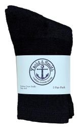 300 Pairs of Yacht & Smith Kid's Cotton Terry Cushioned Athletic Black Crew Socks