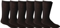 6 Pairs Yacht & Smith Men's Cotton Diabetic NoN-Binding Crew Socks - King Size 13-16 Brown - Big And Tall Mens Diabetic Socks