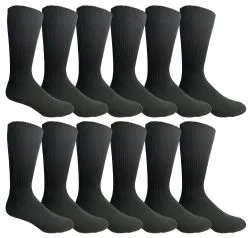 Yacht & Smith Mens Black Dress Socks, Sock Size 10-13 Cotton Ribbed Classic Dress Sock Bulk Buy