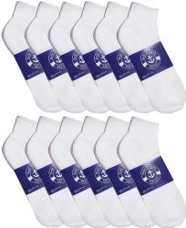 Yacht & Smith Mens Cotton White Quarter Ankle Socks, Sock Size 10-13