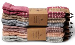 6 Wholesale Yacht & Smith Slouch Socks For Women, Striped Neutral Sock Size 9-11