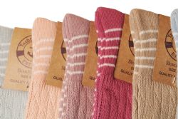 60 Wholesale Yacht & Smith Slouch Socks For Women, Striped Neutral Sock Size 9-11