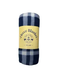 Yacht & Smith Soft Fleece Blankets 50 X 60 Navy Plaid