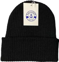 Yacht & Smith Unisex Sherpa Line Ribbed Faux Fur Winter Beanie Hat Solid Black