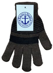 240 Wholesale Yacht & Smith Stripe Print Mens Winter Gloves With Stretch Cuff Bulk Buy