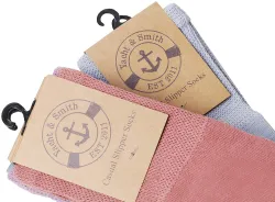 12 Wholesale Yacht & Smith Women's Diabetic Cotton Assorted Pastel Colors Non Slip Socks, Size 9-11