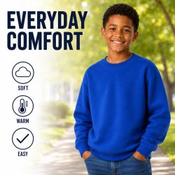 12 Wholesale Youth Cotton Crew Neck Sweat Shirt Royal Blue Size 2xlarge