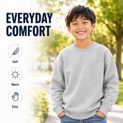 6 Wholesale Youth Cotton Crew Neck Sweat Shirt Heather Gray Size Small