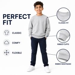 6 Wholesale Youth Cotton Crew Neck Sweat Shirt Heather Gray Size Small