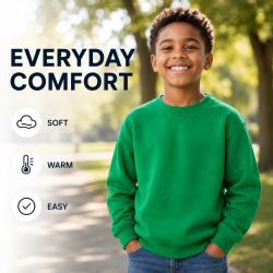 3 Wholesale Youth Cotton Crew Neck Sweat Shirt Green Size Large