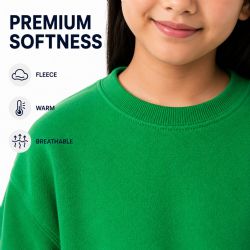3 Wholesale Youth Cotton Crew Neck Sweat Shirt Green Size Large