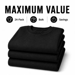 48 Wholesale Youth Cotton Crew Neck Sweat Shirt Black Size Small