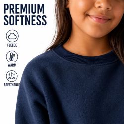 12 Pieces Youth Cotton Crew Neck Sweat Shirt Navy Size Xlarge - Kids Sweatshirts For Donation