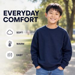 24 Pieces Youth Cotton Crew Neck Sweat Shirt Navy Size 2xlarge - Kids Sweatshirts For Donation