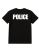 Unisex Cotton Police Printed T Shirt Black With White Print Back And Front Size Medium