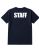 Unisex Cotton Staff Printed T Shirt Navy With White Print Back And Front Size Small