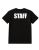 Unisex Cotton Staff Printed T Shirt Black With White Print Back And Front Size Medium