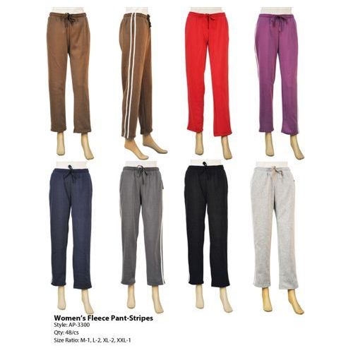 48 Pieces of Womens Fleece Pants With Stripes
