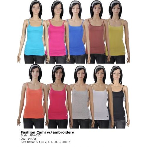 144 Pieces of Women's Fashion Cami With Embroidery