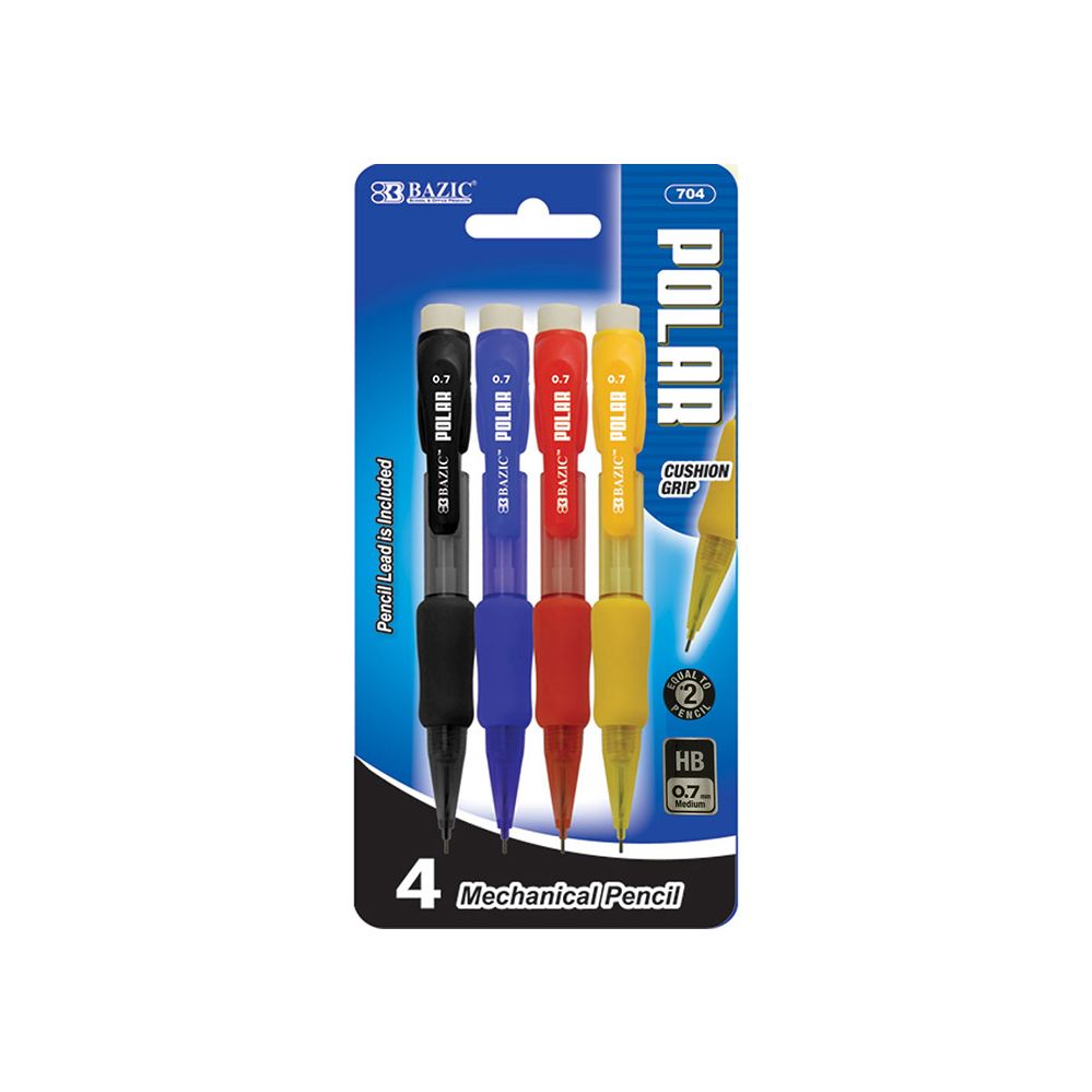 144 Pieces Bazic Polar 0.7mm Mini Mechanical Pencil W/ Grip (4/pack