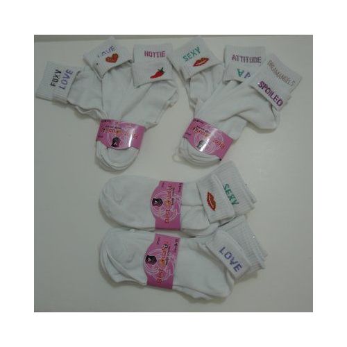 240 Pairs of 3pr Anklets 9-11 White With Expressions