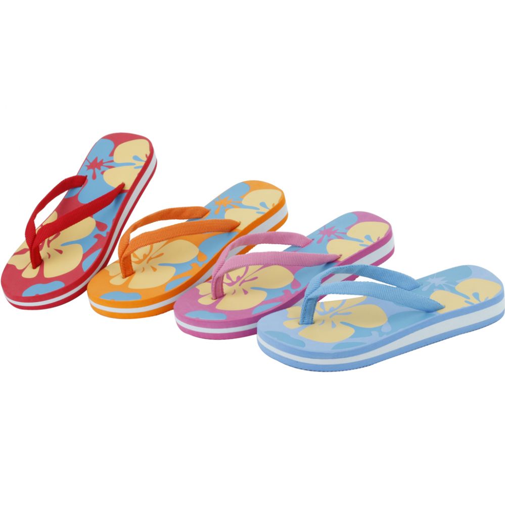 48 Pairs of Girls Flower Printed Flip Flop Assorted Colors